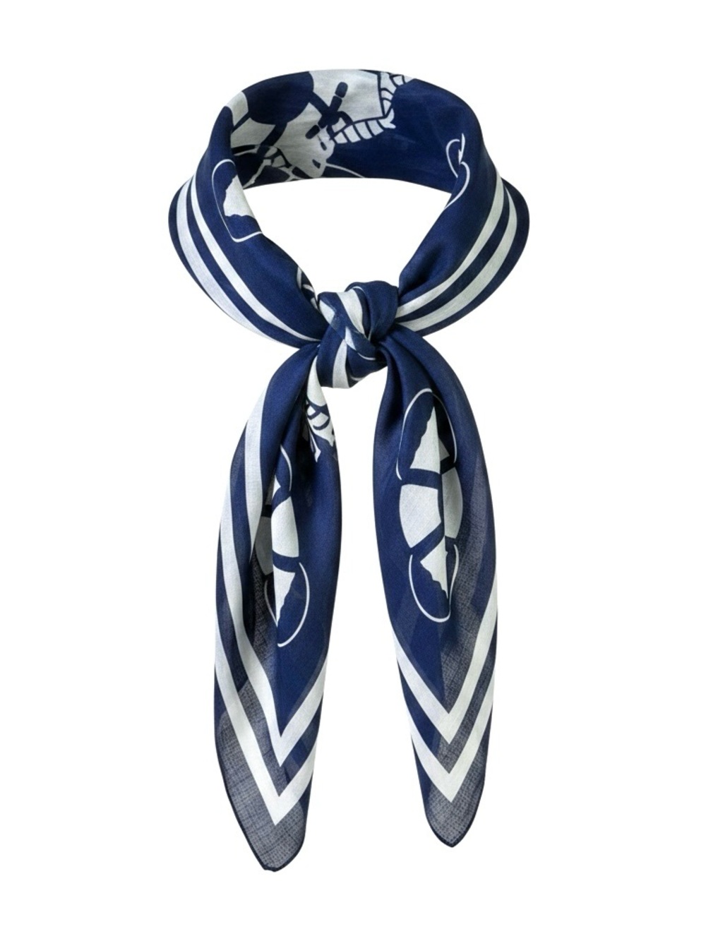 Echo Club 7 Cotton Nautical Anchor & Lifesaver Navy and White Panel